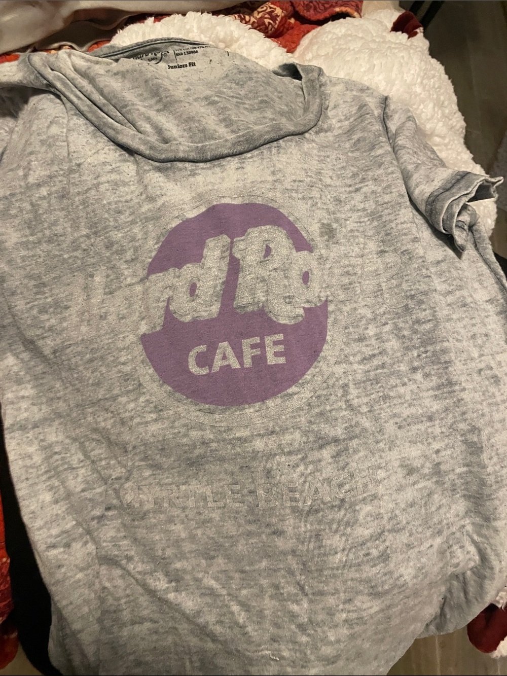Hard Rock Cafe Light Gray Tee with Purple Logo